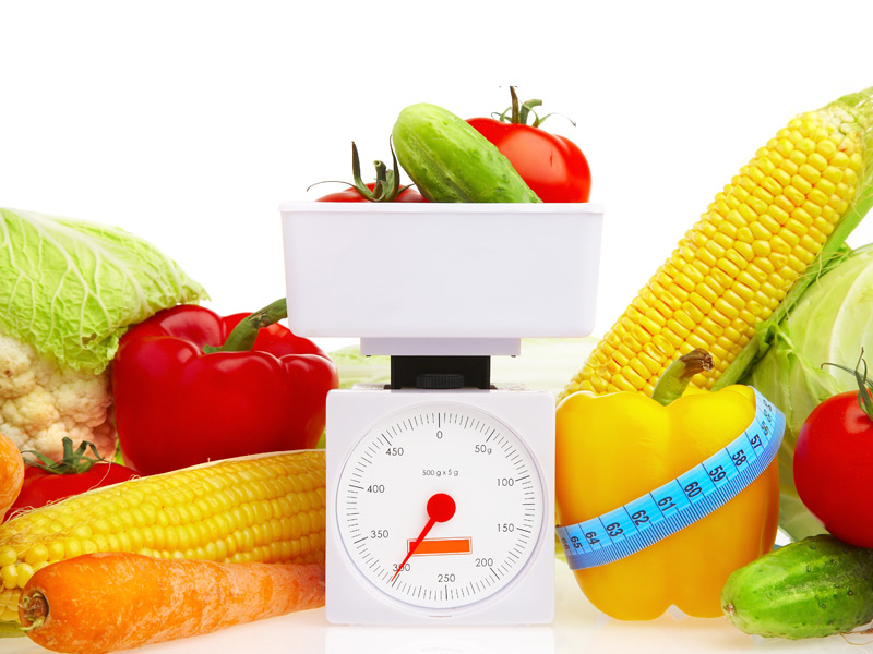 vegetables on a scale